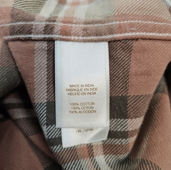 Frye Peach & Tan Button Down Flannel Shirt Size XXL Men's Workwear W23 - Picture 7 of 10